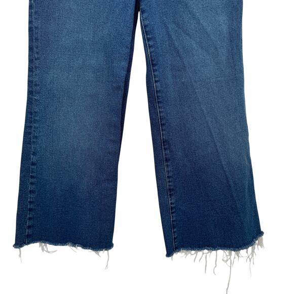 Good American Palazzo Jeans SZ 8 29 Womens Blue Raw Hem Flare Cropped Stretch - Picture 5 of 11